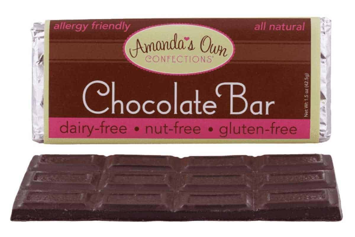 An Amanda's Own nut free chocolate bar.