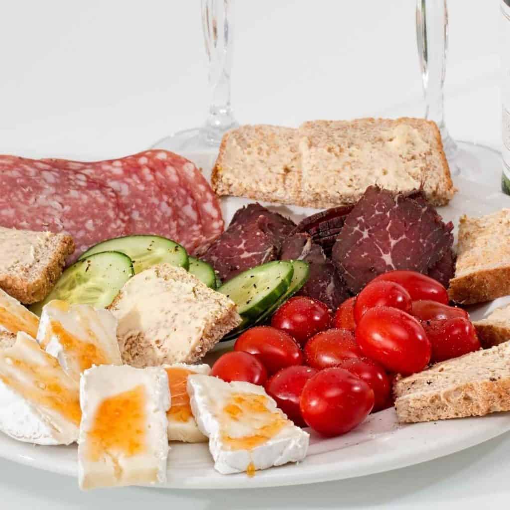 A platter of food with cross-contact