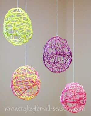 Easter eggs made from colorful floss