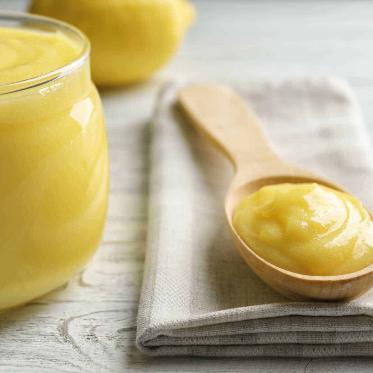 ghee or clarified butter in a spoon