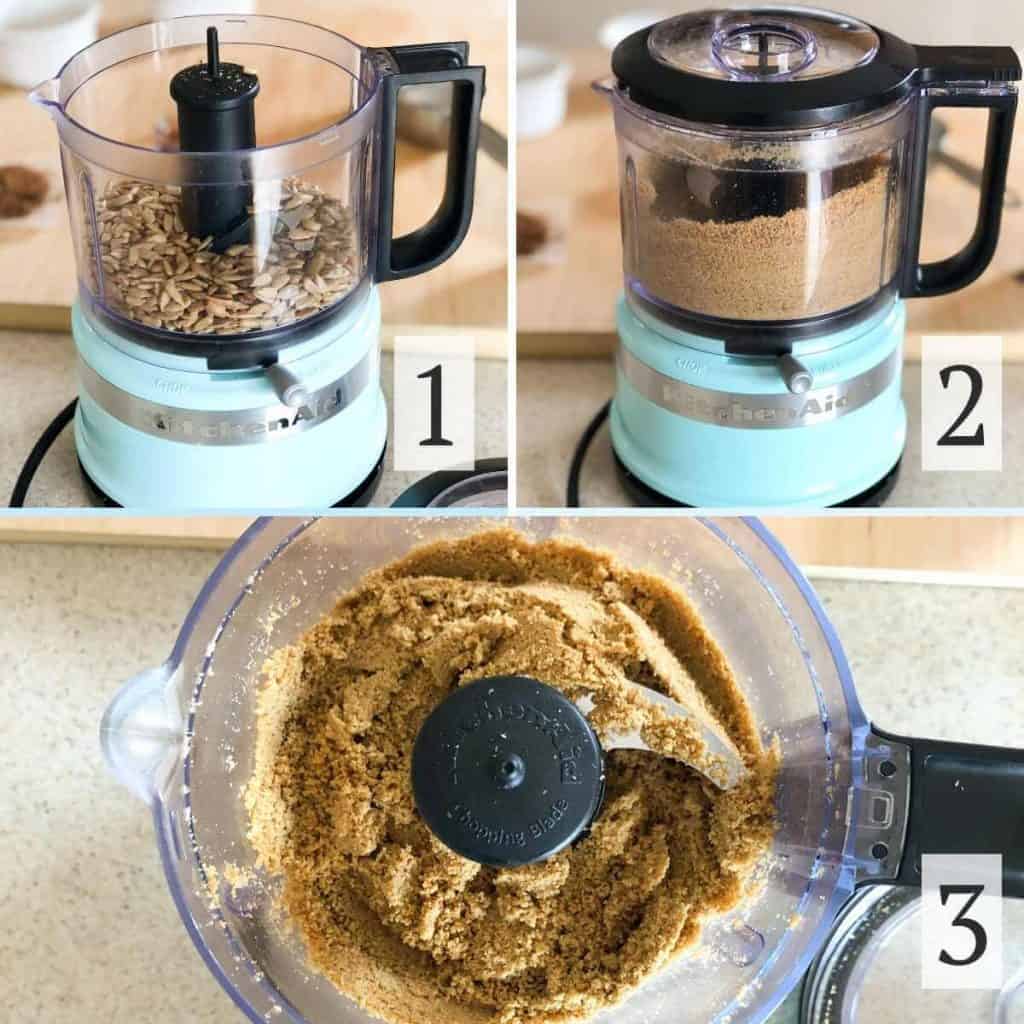 Steps 1 through 3 for making nut free chocolate spread