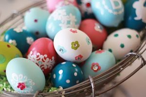 Painted wooden eggs
