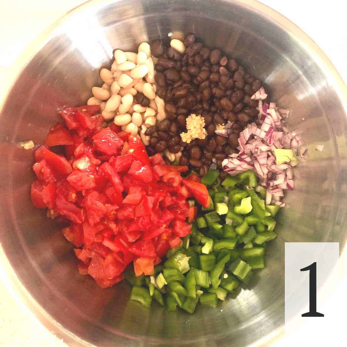 Redneck caviar ingredients in a bowl