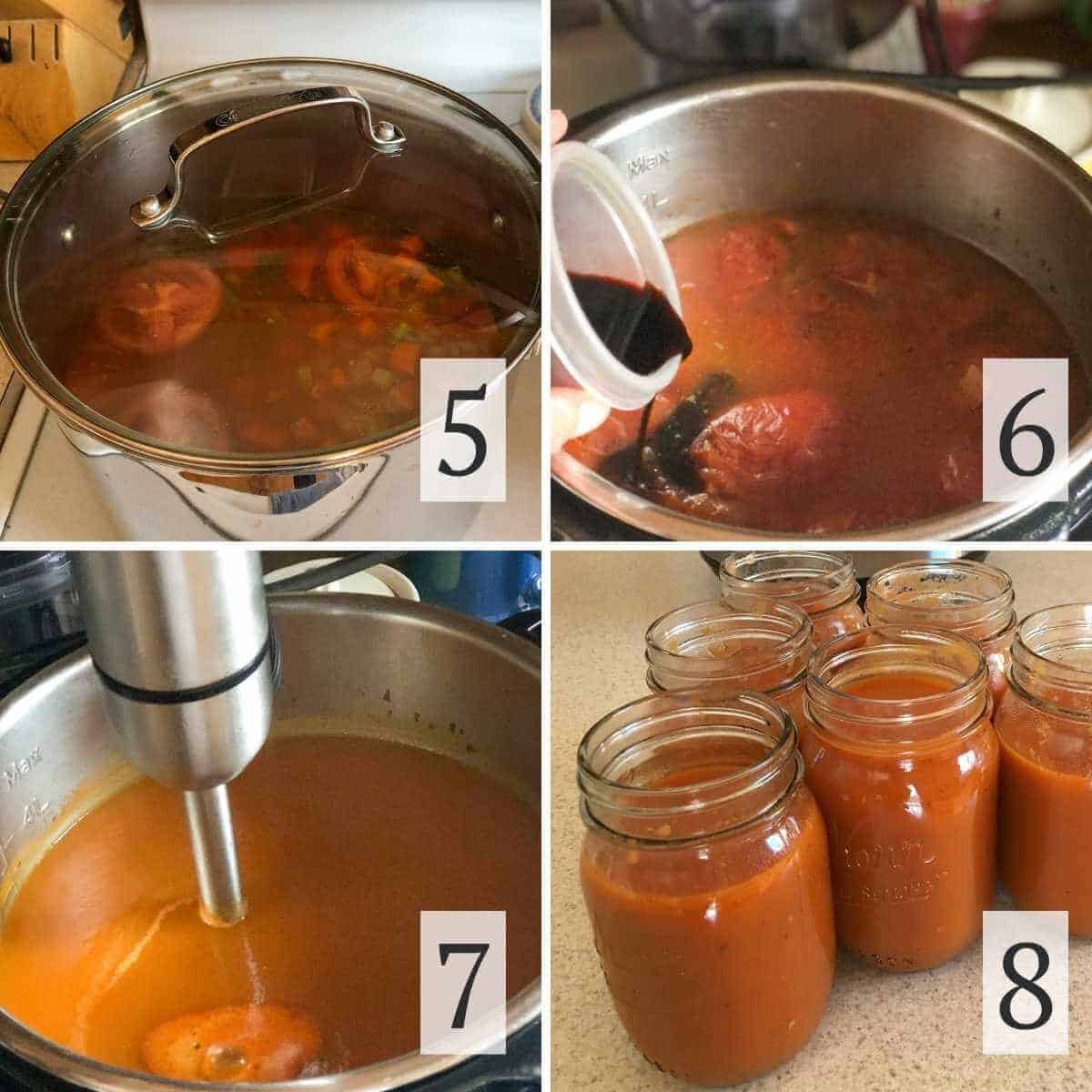 Steps 5-8 for making gluten free tomato soup